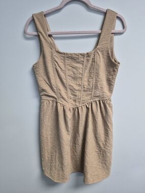 Corset Mini Dress in Neutral Beige